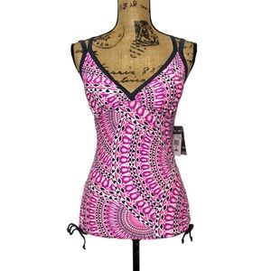 Free Tech Pink Pattern Swim Outdoor Athletic Top S